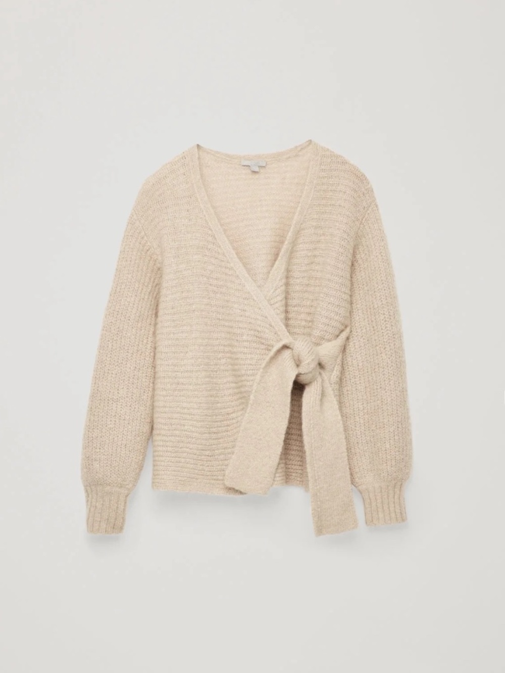 COS Women's Beige Chunky Wool Mohair Blend Wrap Cardigan